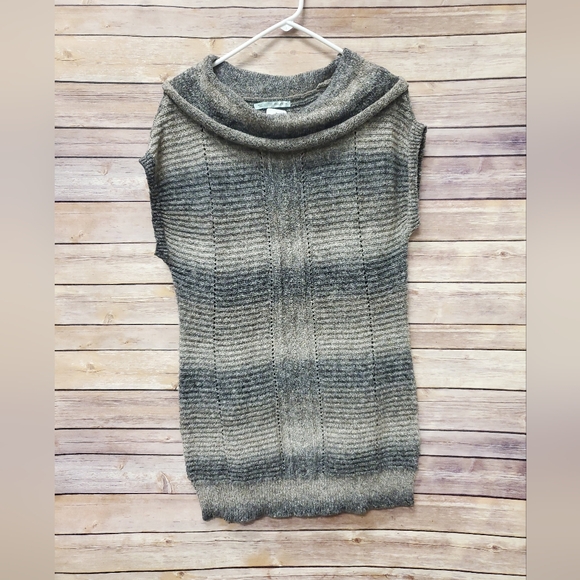Maurices Brown & Tan Cowl Neck Short Sleeve Sweater Tunic Size Large #102 - Picture 1 of 4